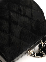 1997 velour clasp chain shoulder bag in black