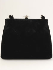 1997 velour clasp chain shoulder bag in black