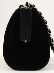 1997 velour clasp chain shoulder bag in black