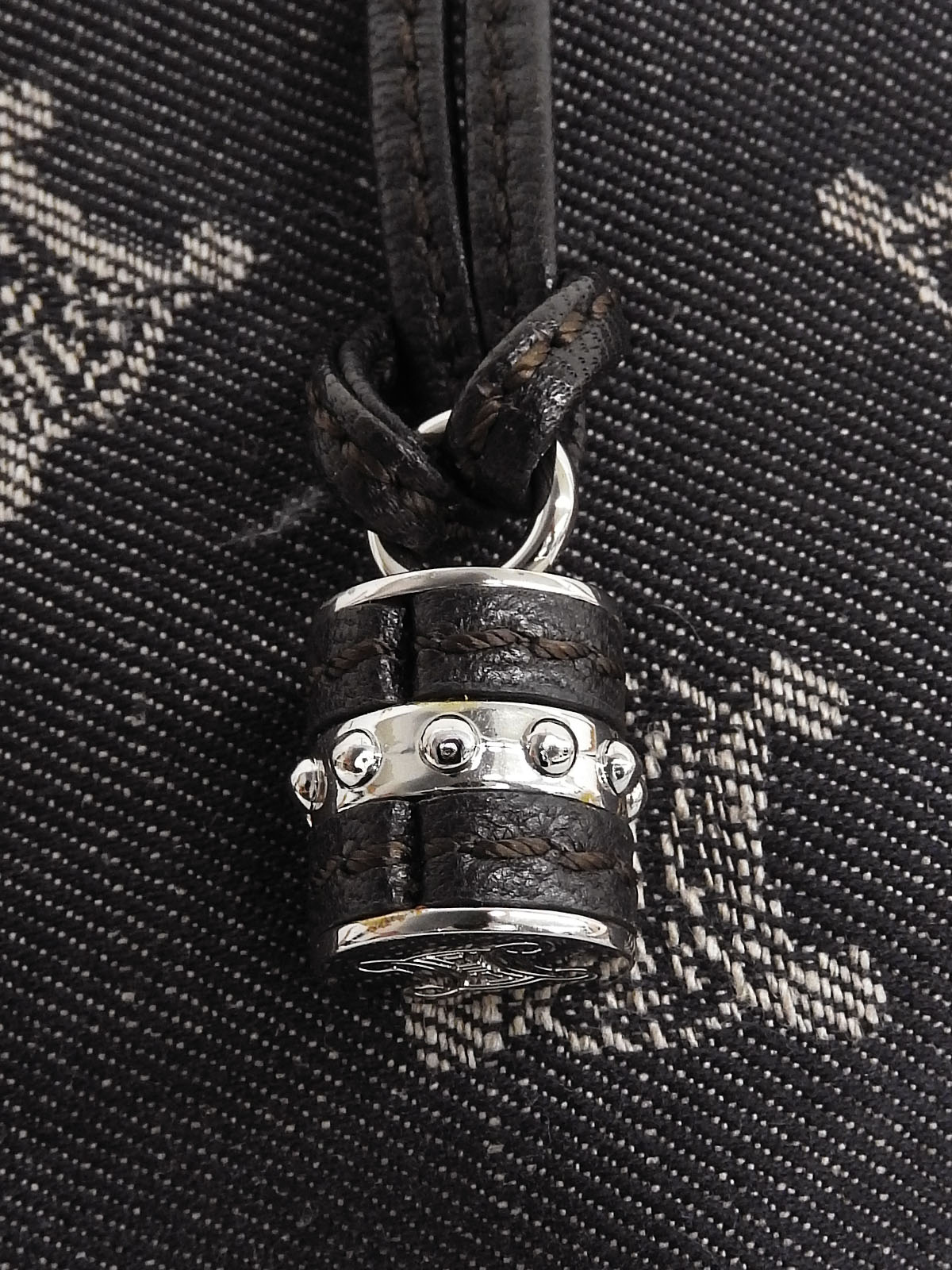 パリマカダムパターントートバッグ　ネイビー/ブラック