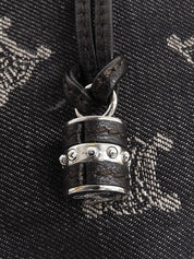 パリマカダムパターントートバッグ　ネイビー/ブラック