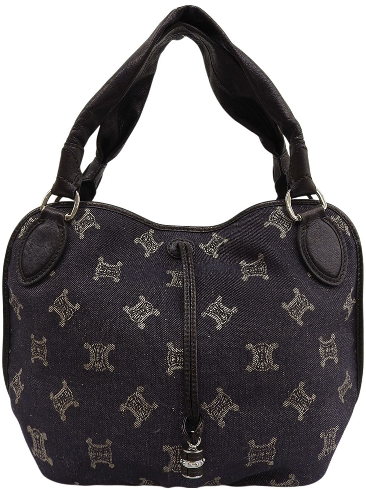 パリマカダムパターントートバッグ　ネイビー/ブラック