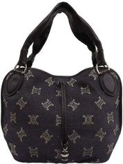 パリマカダムパターントートバッグ　ネイビー/ブラック