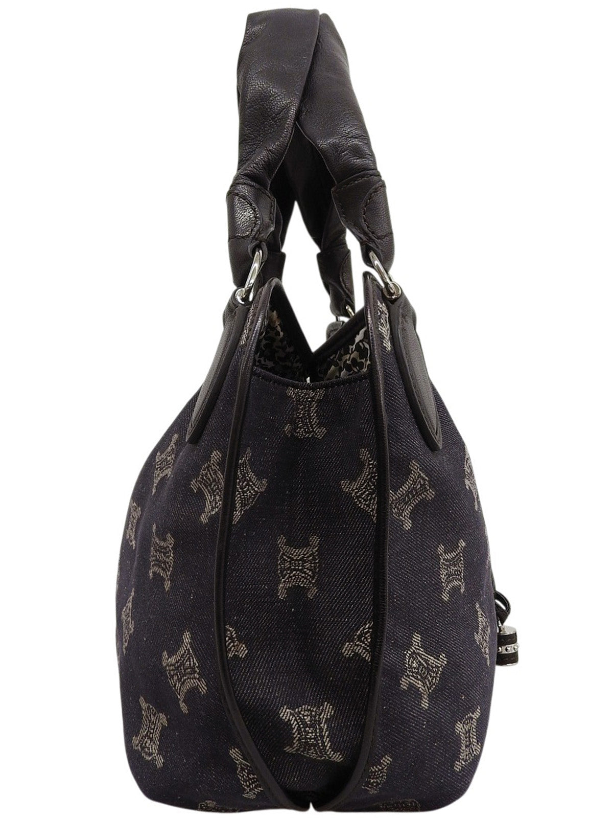 パリマカダムパターントートバッグ　ネイビー/ブラック