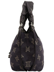 パリマカダムパターントートバッグ　ネイビー/ブラック