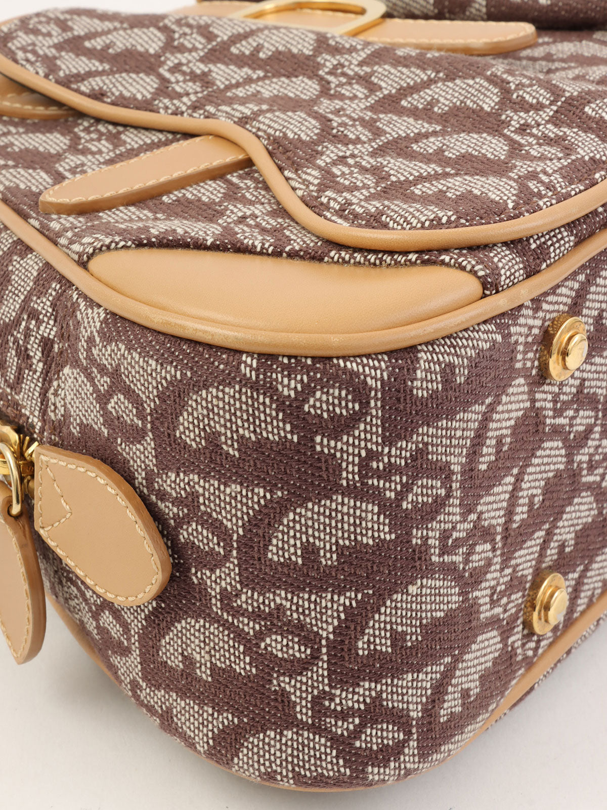 Trotter 图案双鞍袋 棕色/米色