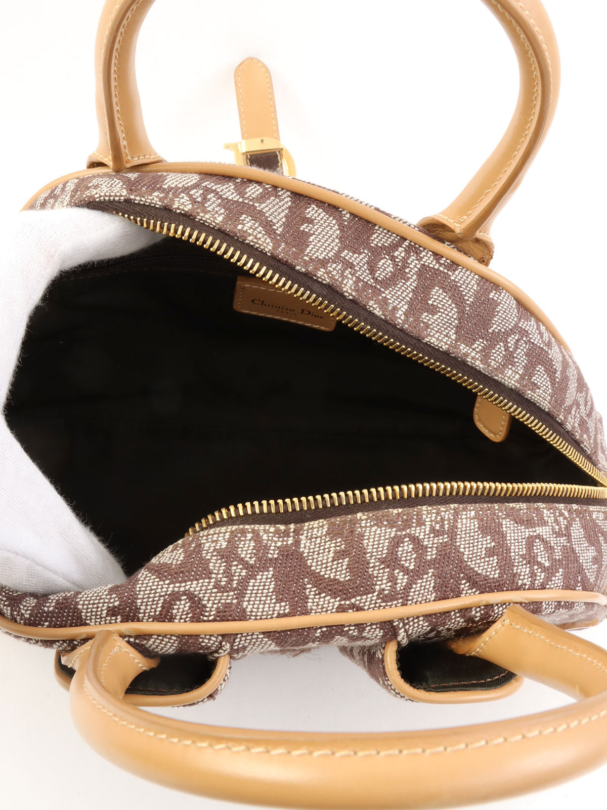 Trotter 图案双鞍袋 棕色/米色