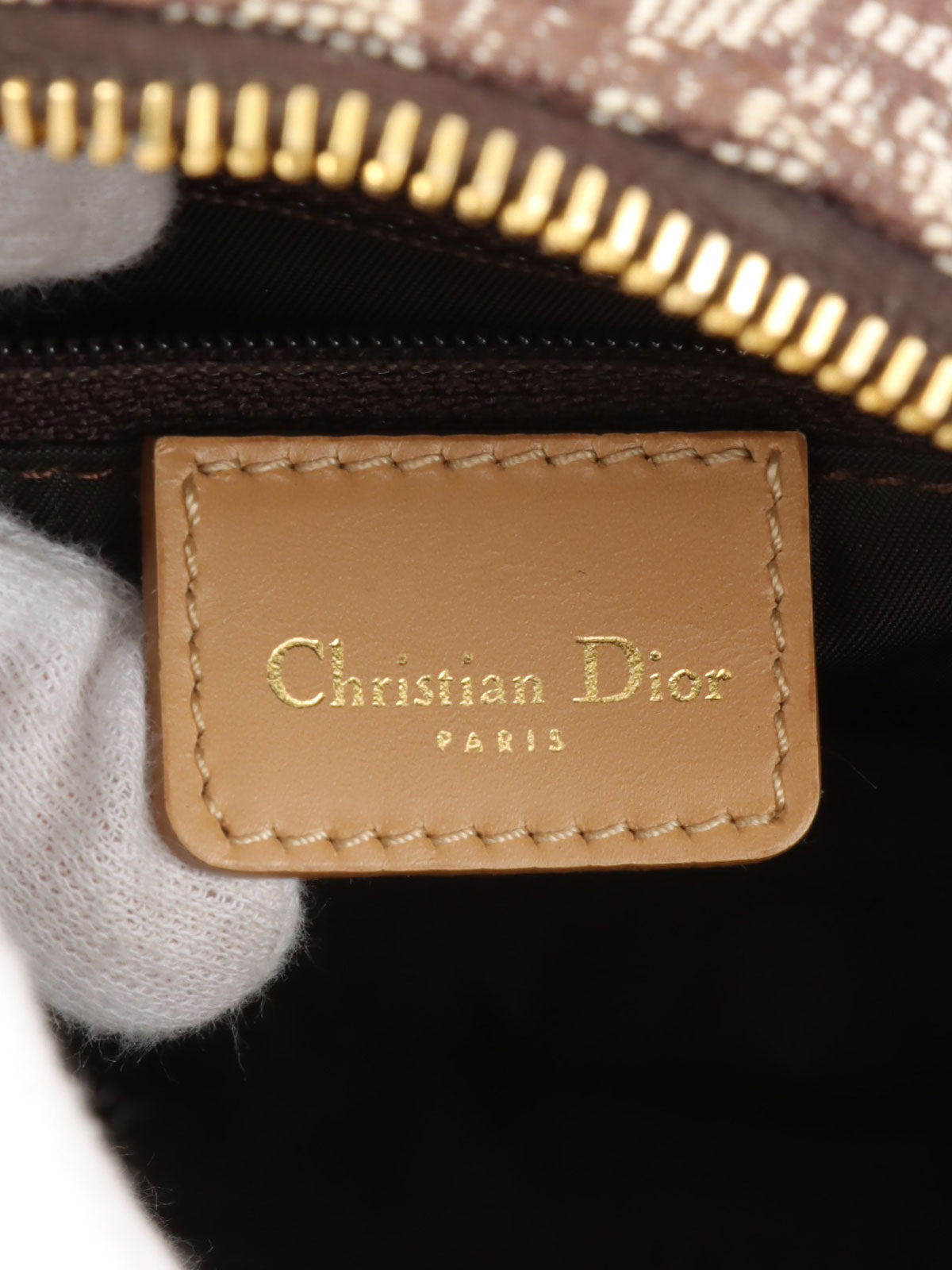 Trotter 图案双鞍袋 棕色/米色