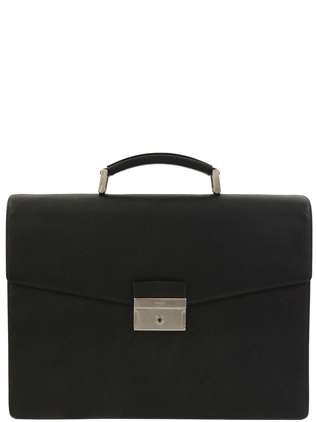 サフィアーノロゴプレートビジネスバッグ ブラック