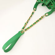 Circa 1992 Caviar Skin CC Mark Stitch Drawstring Shoulder Bag Green