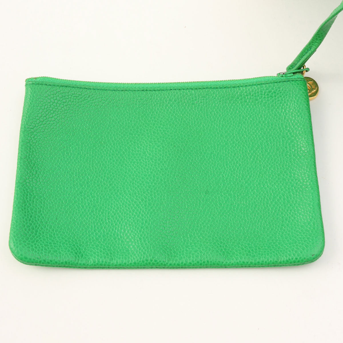 Circa 1992 Caviar Skin CC Mark Stitch Drawstring Shoulder Bag Green