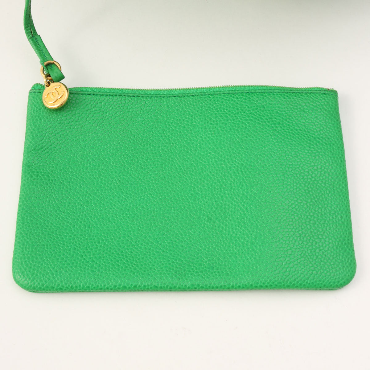 Circa 1992 Caviar Skin CC Mark Stitch Drawstring Shoulder Bag Green