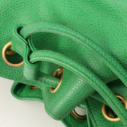 Circa 1992 Caviar Skin CC Mark Stitch Drawstring Shoulder Bag Green