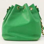 Circa 1992 Caviar Skin CC Mark Stitch Drawstring Shoulder Bag Green