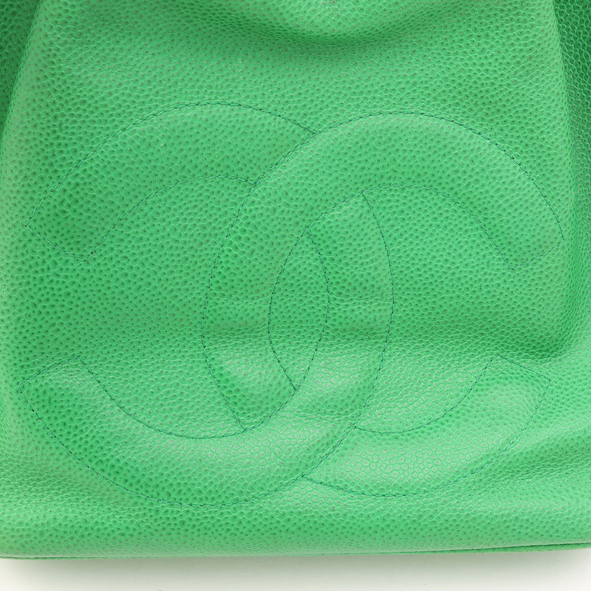 Circa 1992 Caviar Skin CC Mark Stitch Drawstring Shoulder Bag Green