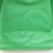 Circa 1992 Caviar Skin CC Mark Stitch Drawstring Shoulder Bag Green
