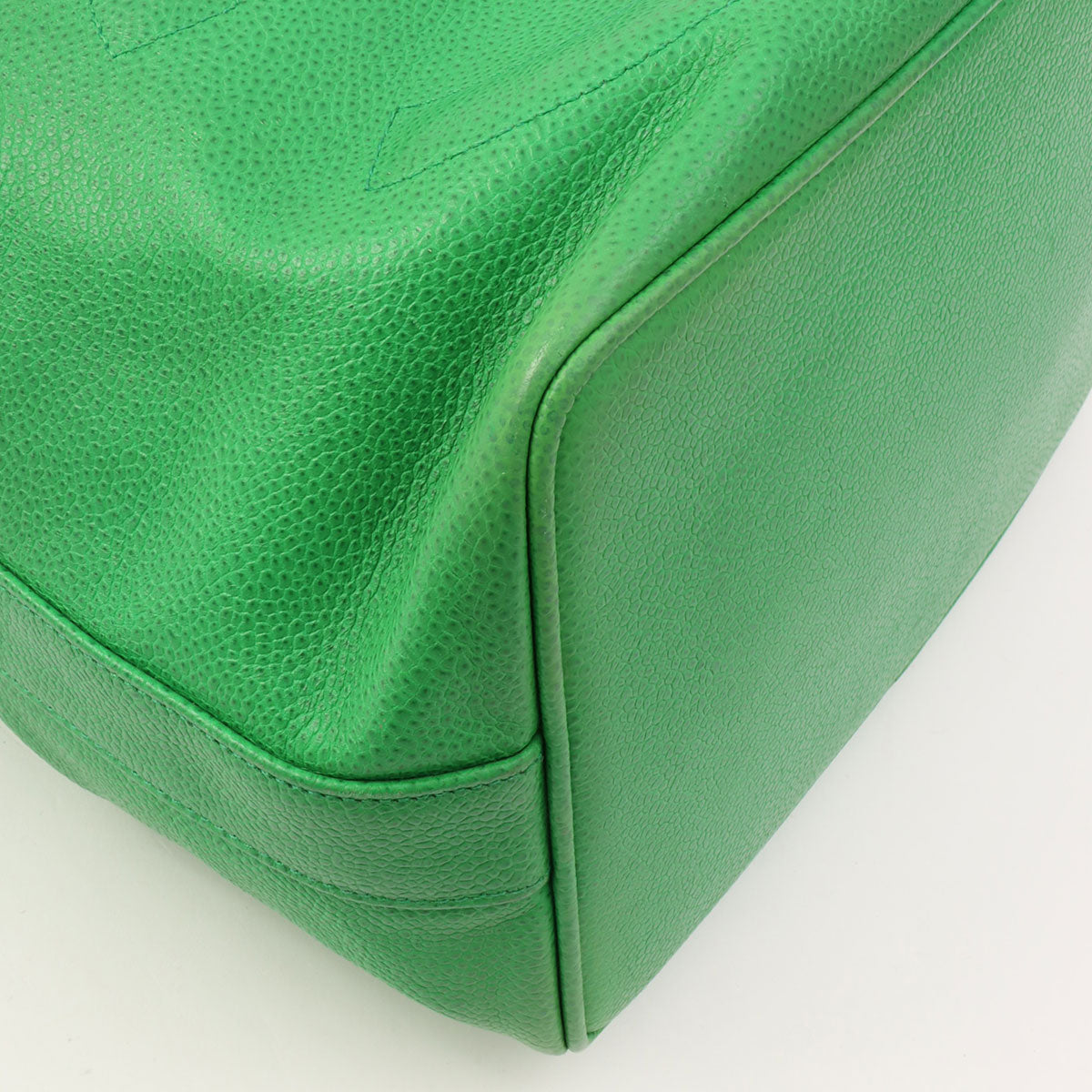 Circa 1992 Caviar Skin CC Mark Stitch Drawstring Shoulder Bag Green