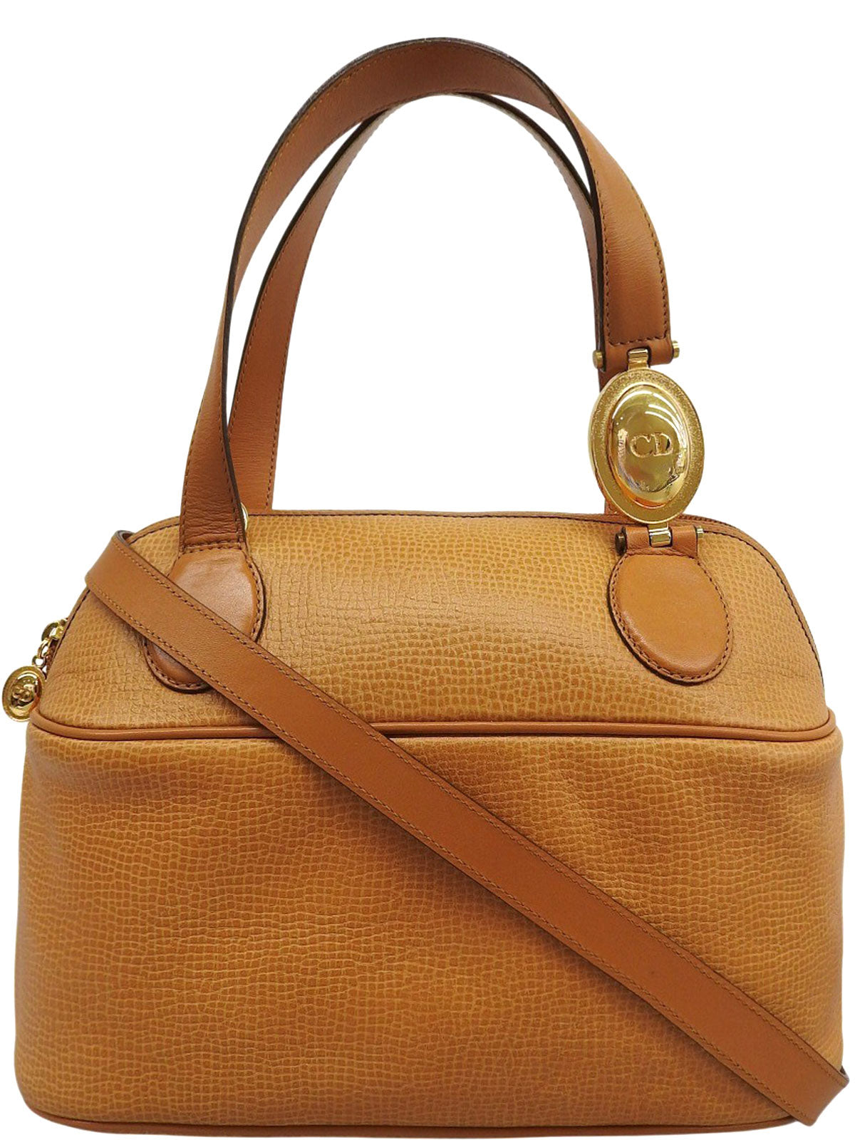 Brown 2-way bag with logo plate