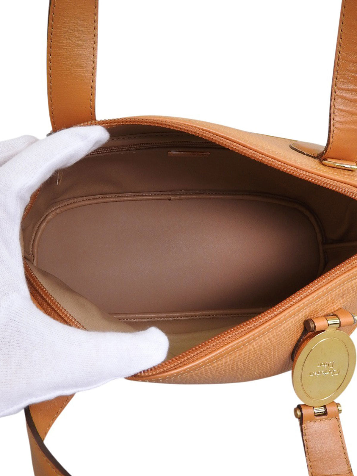 Brown 2-way bag with logo plate