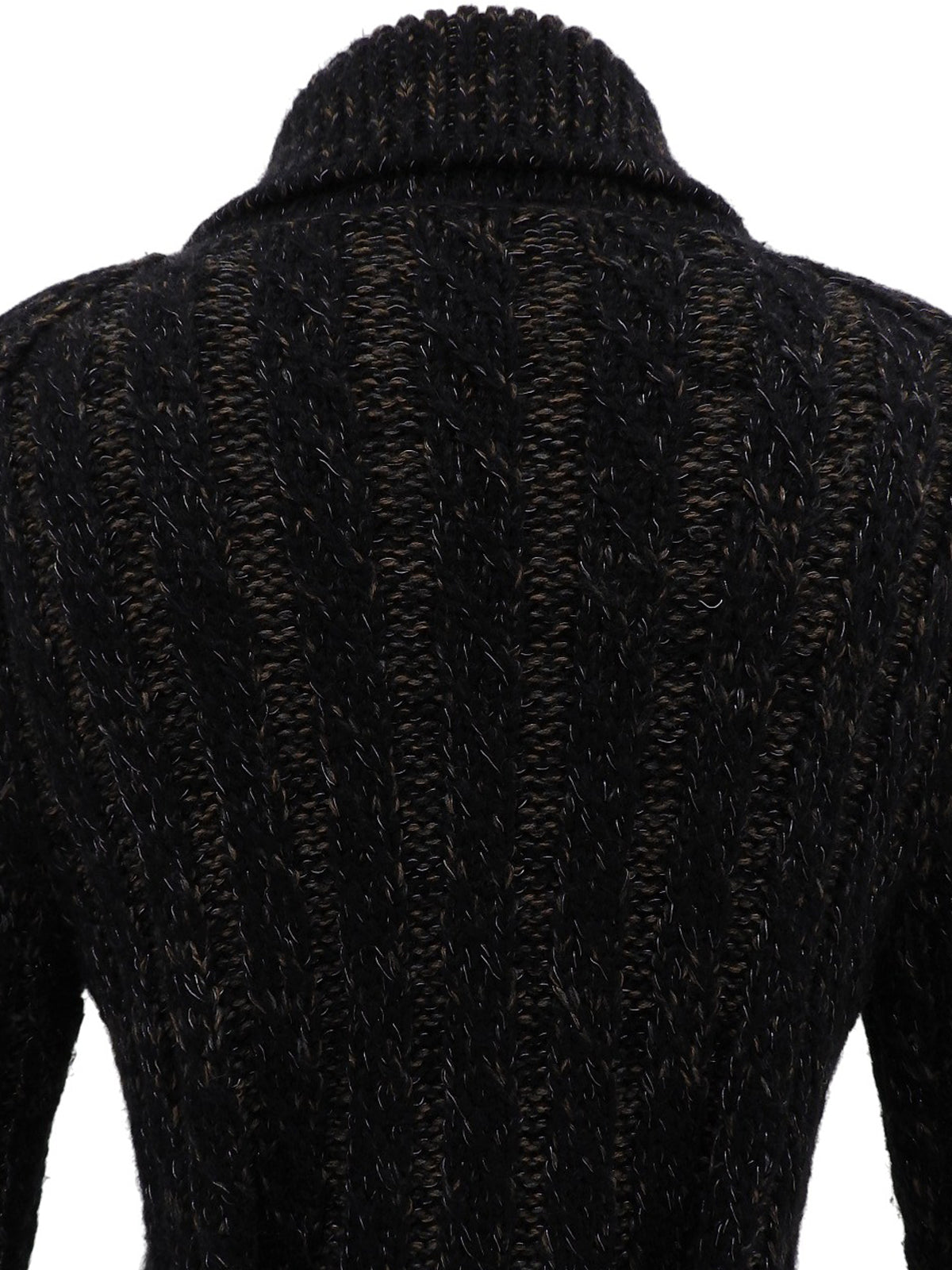 2009年製 カシミヤベルトデザインニットカーディガン ブラック/マルチ