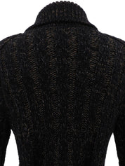 2009年製 カシミヤベルトデザインニットカーディガン ブラック/マルチ