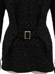 2009年製 カシミアベルトデザインニットカーディガン ブラック/マルチ