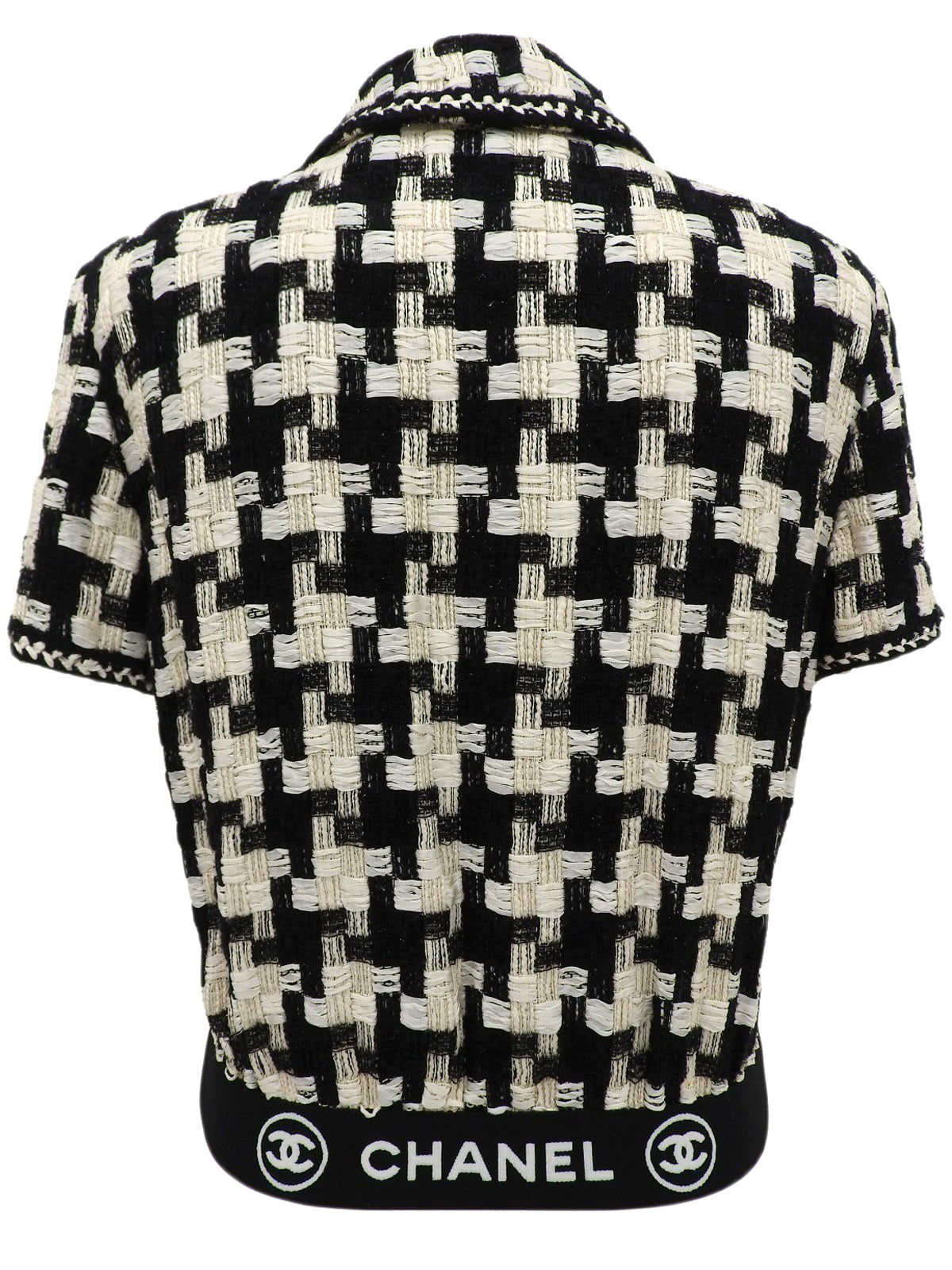 ハウンドトゥースパターンロゴ半袖ジャケット ブラック/ホワイト