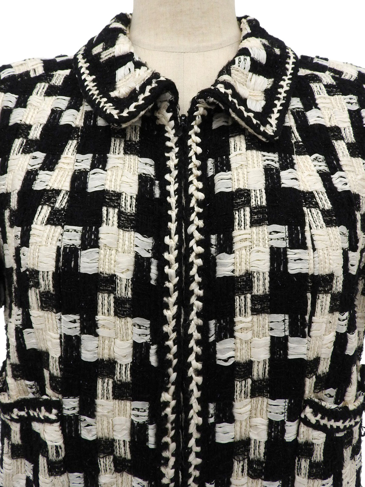 ハウンドトゥースパターンロゴハーフスリーブジャケット ブラック/ホワイト