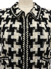 ハウンドトゥースパターンロゴハーフスリーブジャケット ブラック/ホワイト