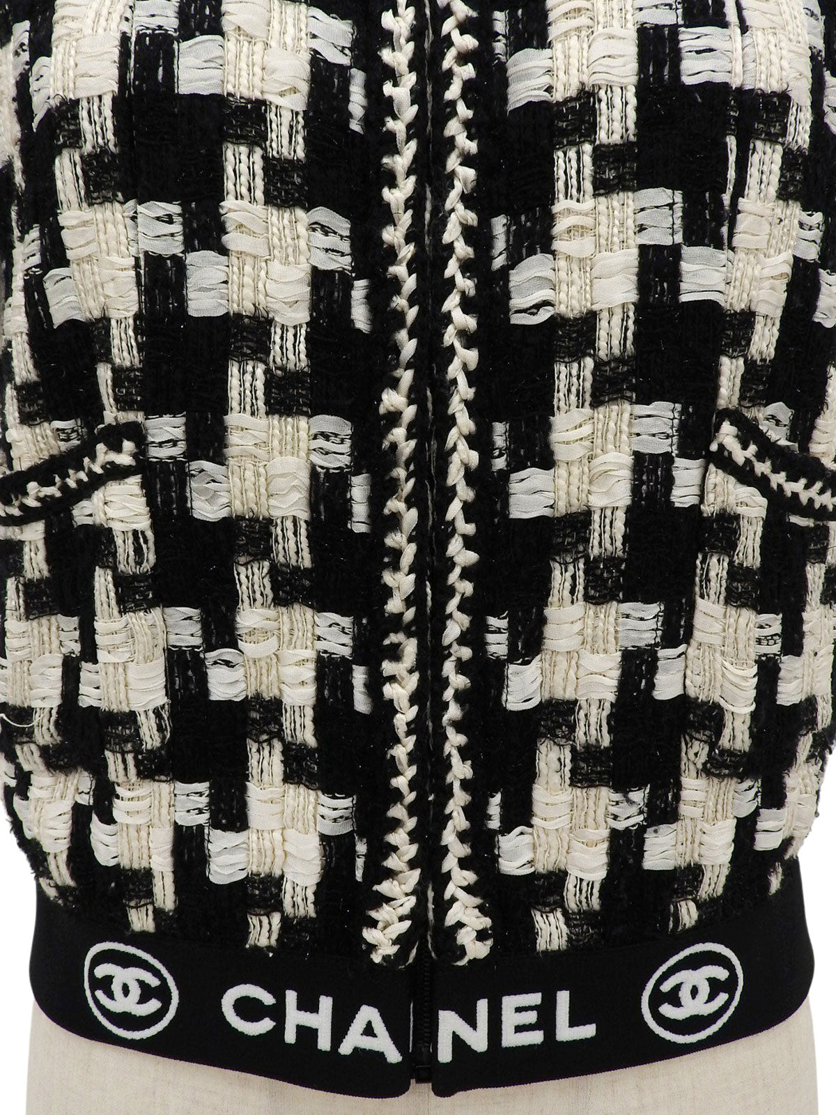 ハウンドトゥースパターンロゴ半袖ジャケット ブラック/ホワイト