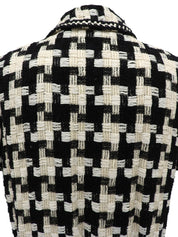 ハウンドトゥースパターンロゴハーフスリーブジャケット ブラック/ホワイト