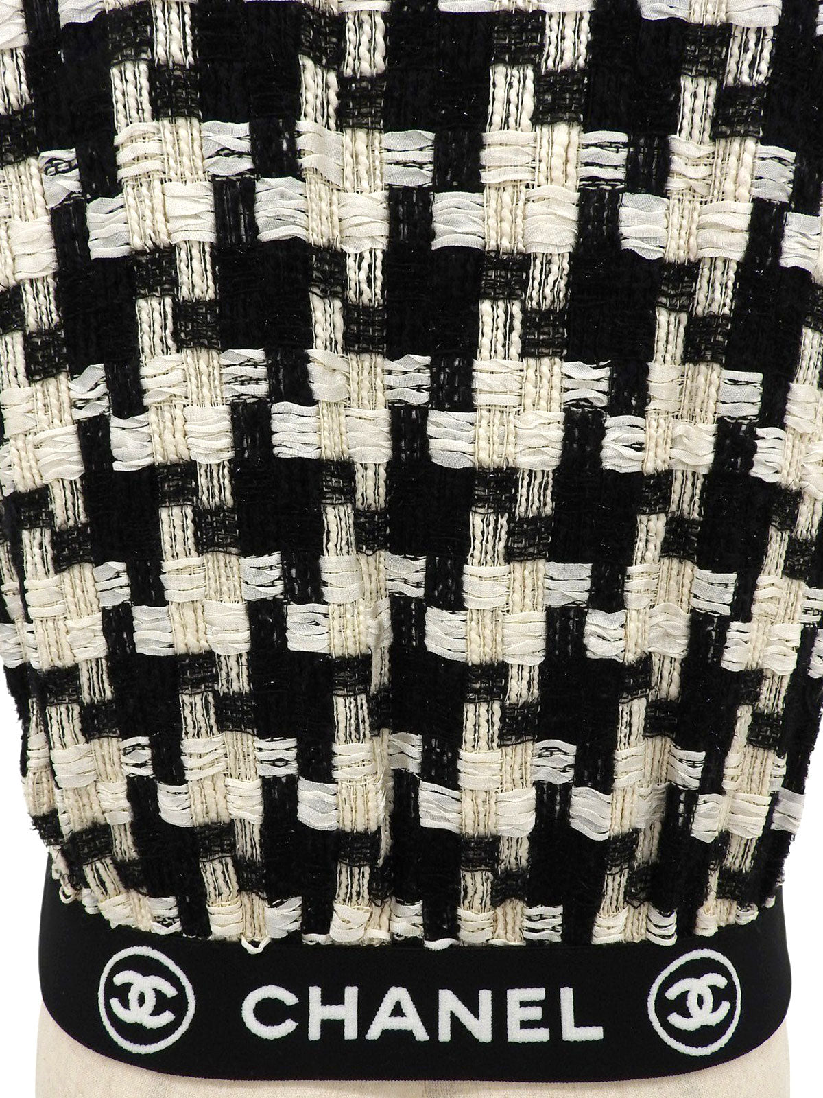 ハウンドトゥースパターンロゴ半袖ジャケット ブラック/ホワイト