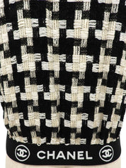 ハウンドトゥースパターンロゴ半袖ジャケット ブラック/ホワイト