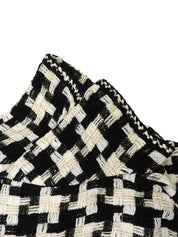 ハウンドトゥースパターンロゴ半袖ジャケット ブラック/ホワイト