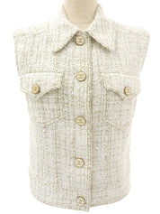 2001年製 ロゴCCマークボタンノースリーブジャケット アイボリー