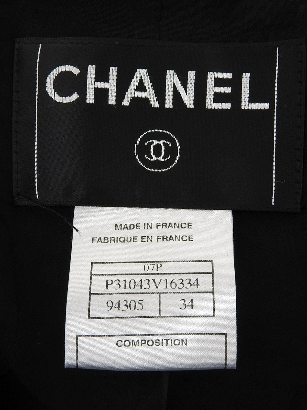 2007年製 シルクCCマークボタンジャケット ブラック/ホワイト