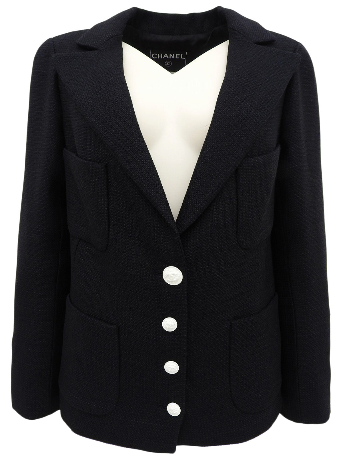 2007年製 シルクCCマークボタンジャケット ブラック/ホワイト