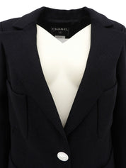 2007年製 シルクCCマークボタンジャケット ブラック/ホワイト