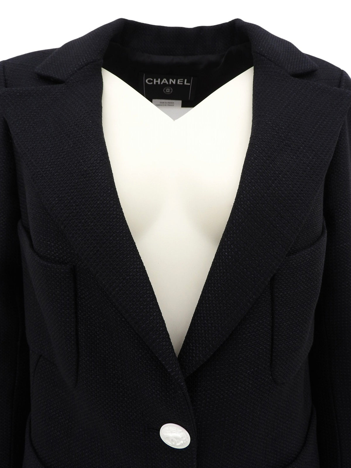 2007年製 シルクCCマークボタンジャケット ブラック/ホワイト