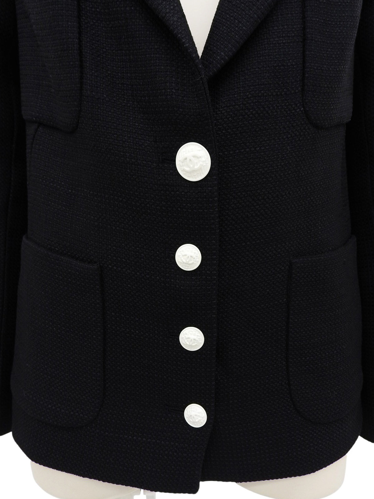 2007年製 シルクCCマークボタンジャケット ブラック/ホワイト