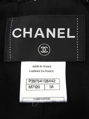 ツイードCCマークボタンノーカラージャケット ブラック/ホワイト