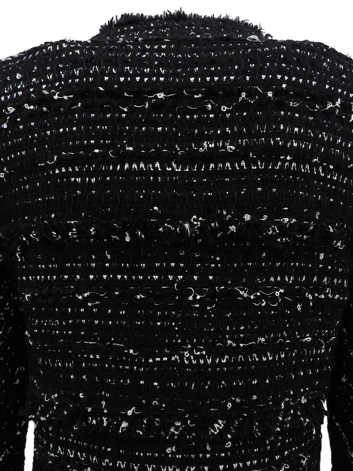 ツイードCCマークボタンノーカラージャケット ブラック/ホワイト