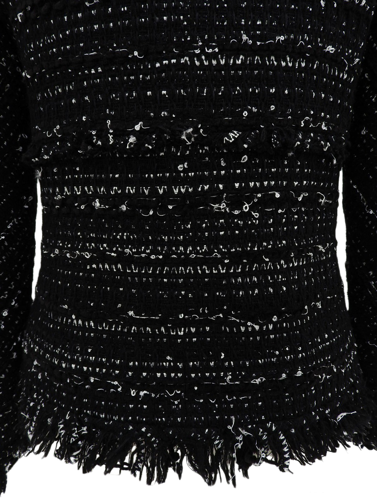 ツイードCCマークボタンノーカラージャケット ブラック/ホワイト