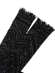 ツイードCCマークボタンノーカラージャケット ブラック/ホワイト