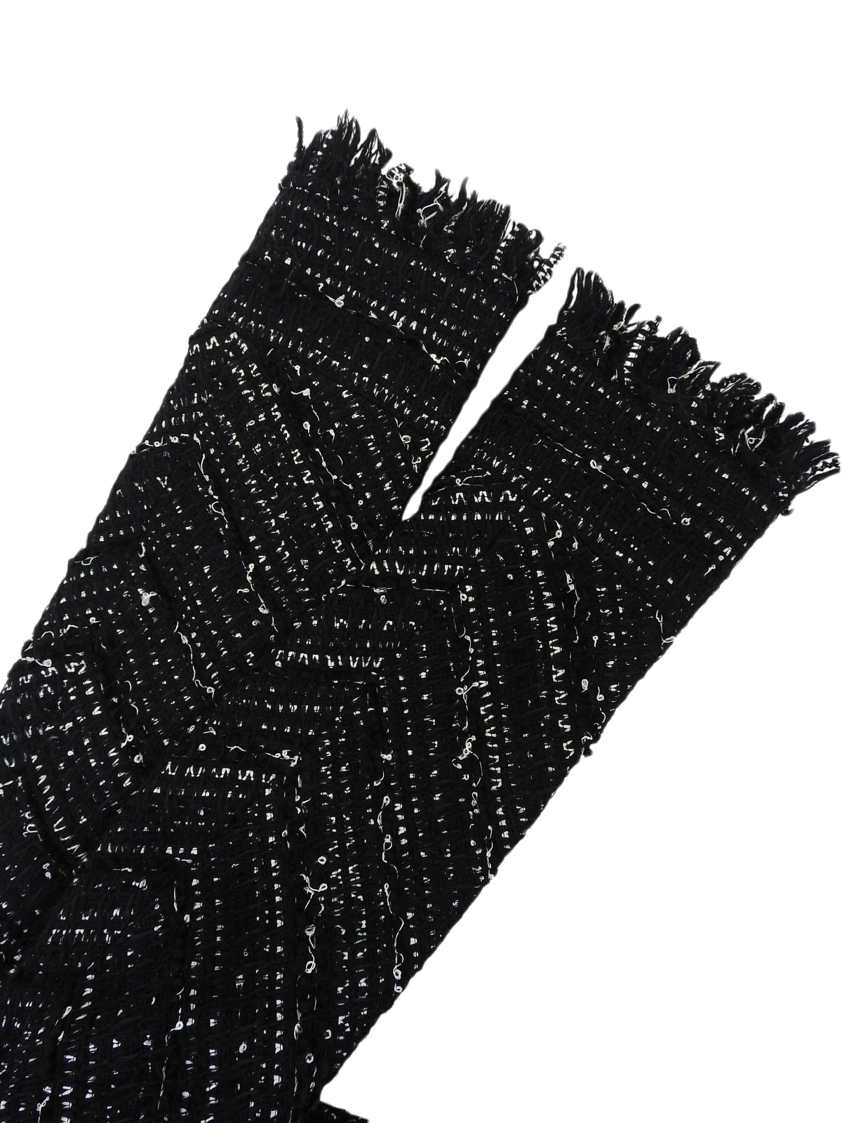 Tweed CC Mark Button Collarless Jacket in Black/White