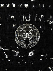 ツイードCCマークボタンノーカラージャケット ブラック/ホワイト