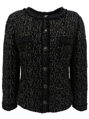 2007年製 ツイードロゴ刺繍パターンCCマークボタンジャケット ブラック