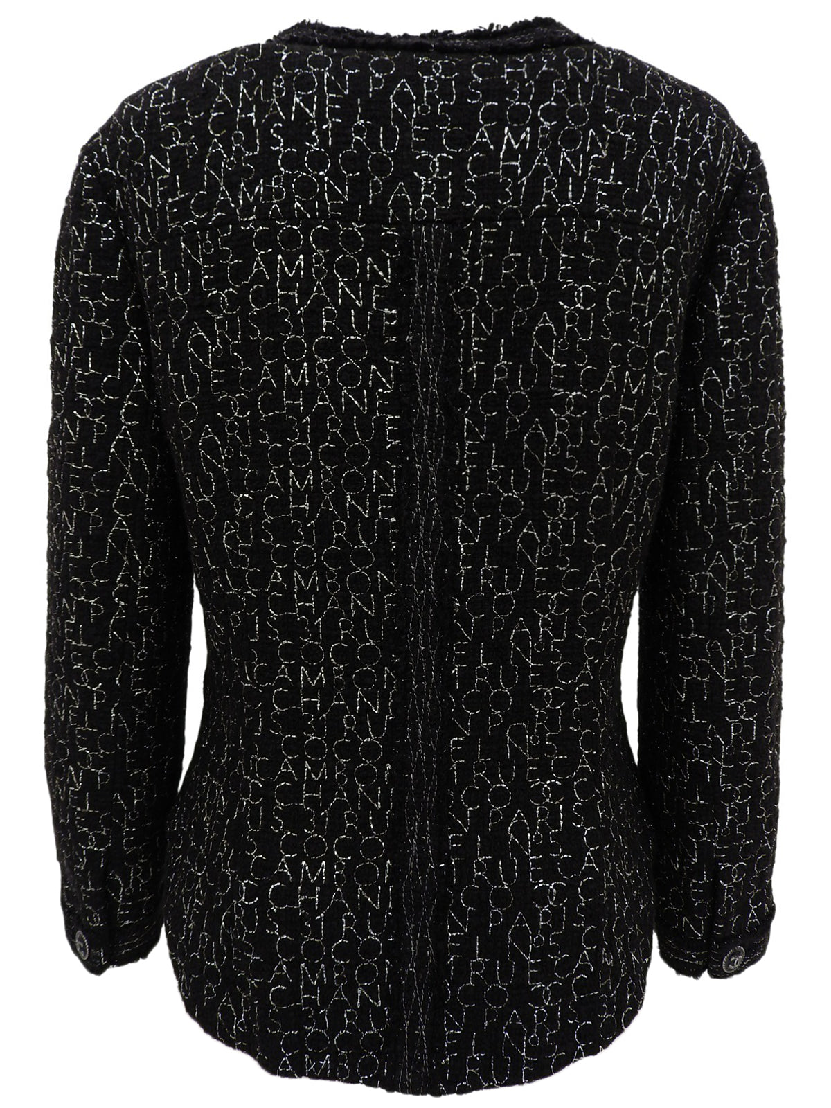 2007年製 ツイードロゴ刺繍パターンCCマークボタンジャケット ブラック