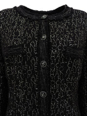 2007年製 ツイードロゴ刺繍パターンCCマークボタンジャケット ブラック