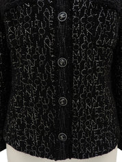 2007年製 ツイードロゴ刺繍パターンCCマークボタンジャケット ブラック